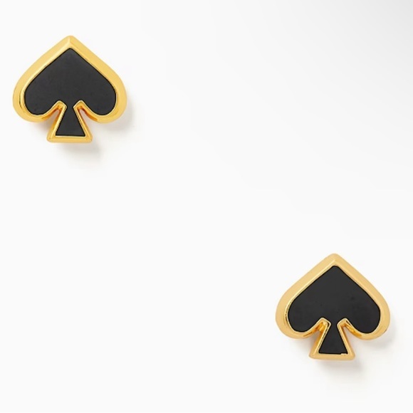 NWT Kate Spade ♠️ Everyday Enamel Stud Earrings in Black & Gold - Picture 1 of 1